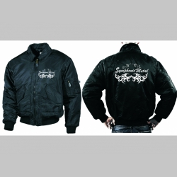 Symphonic Metal  čierna zimná letecká bunda BOMBER Winter Jacket s límcom, typ CWU z pevného materiálu s masívnym zipsom na zapínanie 100%nylón, čiastočne vodeodolná